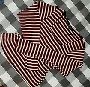 Orange , White And Black Strips Top