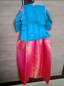 Semi Silk Aari Work Pattu Pavadai Set