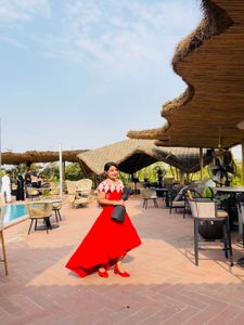 Red Princess Tail Dress with Lace &amp; Cancen Inside