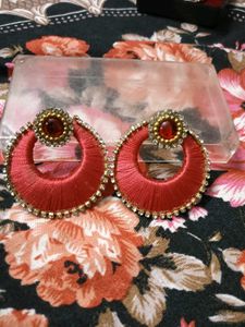 Traditional Thread &amp; Raisedstone Chain Work Earing