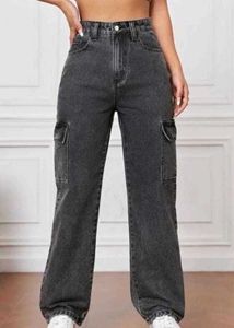 Charcoal Black Cargo Jeans