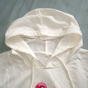 Shein Pink and White Flamingo Hoodie Sweatshirt in Small