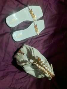 Gold Buckle Transparent Flat Sandals