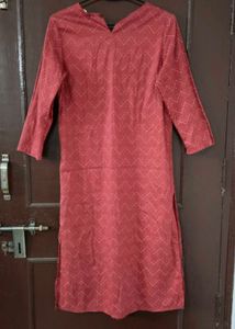 Printed Red And White Kurti