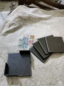 Set of 4 Leather Coasters/Cup Matte