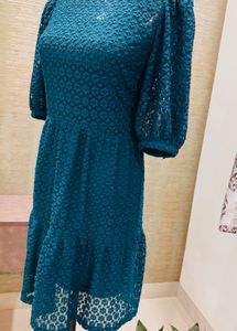 Teal Tiered Dress, With Inner Slip