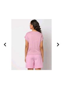 Women&#39;s Light Pink Solid Cap Sleeve Cotton T-Shirt