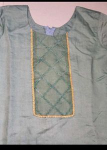 Sage Green Embroidered Kurta Dupatta Set