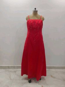 Elegant Coral Embellished Maxi Gown