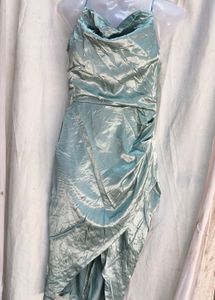 14171. Silky Green Cowl Neck Dress