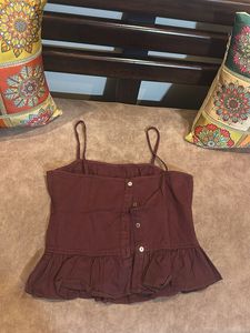 Burgundy Peplum Tank Top