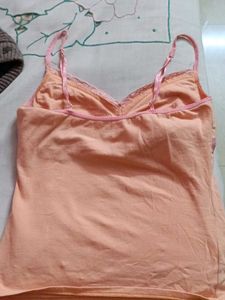 Peach Lace Trim Cami Top