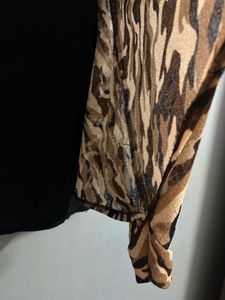 Brown Camouflage Print Top with Attached Inner