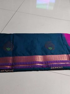 Elegant Mayil Blue Soft silk Saree