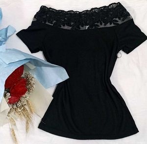 Black Lace Off-the-Shoulder Top