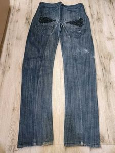 Vintage embroidered denim washed jeans