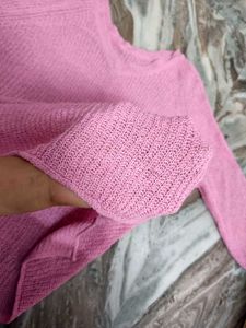 Summer Pink Knit V-Neck Top