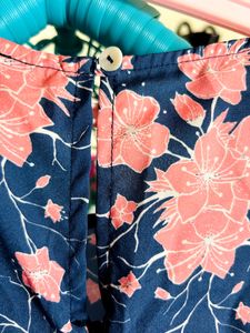 Pantaloons Navy Printed Casual Calf Dress Women