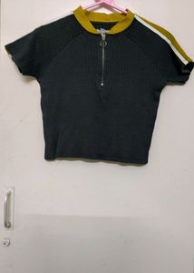 Front Half Zip Crop Top