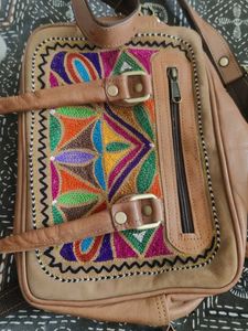 Camel Leather Sling Bag