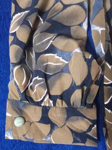 Vintage Botanical Leaf Print Button-Up