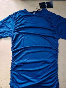 Full Sleeve Side Ruched Drop Waist Dress