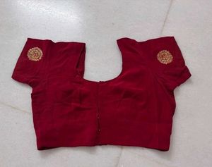 Redish Maroon Embroidered Front-Open Blouse