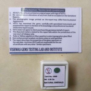 VGTL 5.36 CTS Natural Panna Emrald GemStone
