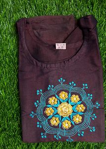 Ethnic Brown Straight Kurta With 3/4th Hand