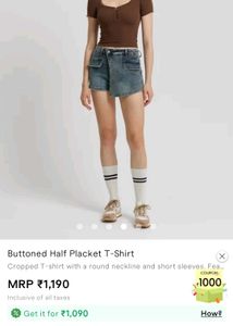 Brown Buttoned Tee