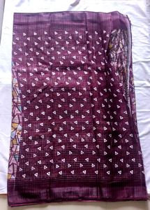 New Premium Quality Linen Saree With Blouse Piece