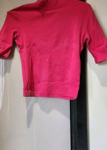 Pink High Neck Top