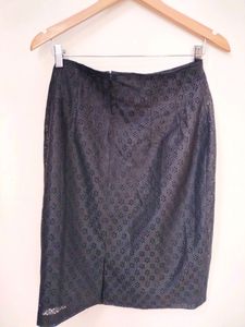 Black Net Floral Skirt