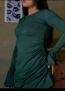 Elegant Green Mini Dress ruched pinterest