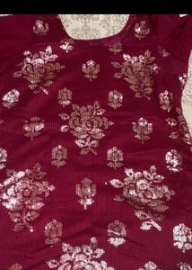 Burgundy Sequin Embellished Dress