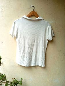 White Polo Crop Top (Women)