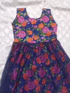 Anarkali style floral net gown