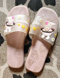 Cute Baby Pink Coloured Slippers For Women