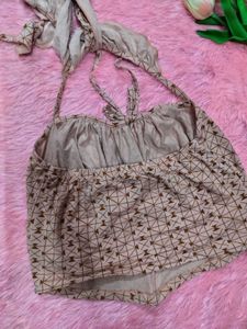 Patterned Halter Crop Top