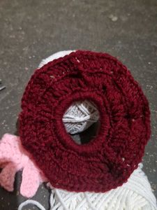 Red Crochet Scrunchie - Handmade Hair Accessory