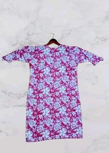 Women&#39;s Long Kurti Floral Hand Blocke Printed