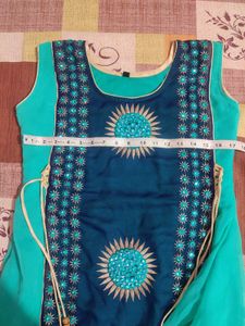 Teal &amp; Navy Embroidered Kurti