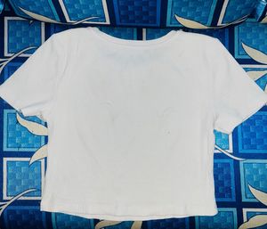 White Ribbed Crop Top