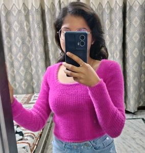 Purple Fuzzy Knit Top
