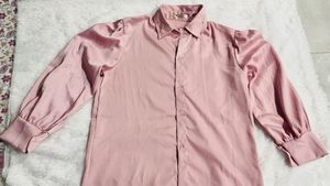 Elegant Pink Satin Shirt for Women 💗