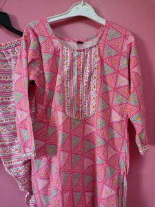 Pink Printed Kurta Set
