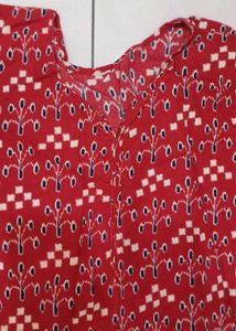 Knee Length Straight Red Kurta for Women