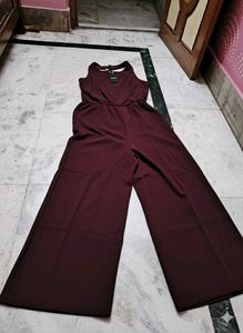 Burgundy Wide Jumpsuit size- L