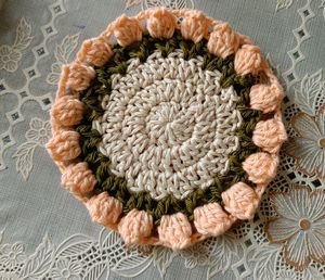 Crochet Tulip Tea Coaster Set.