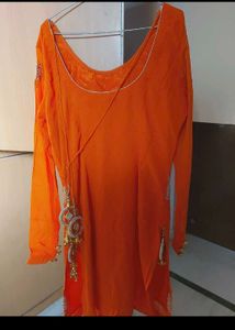 Orange Punjabi Suit In Pure Georgette
